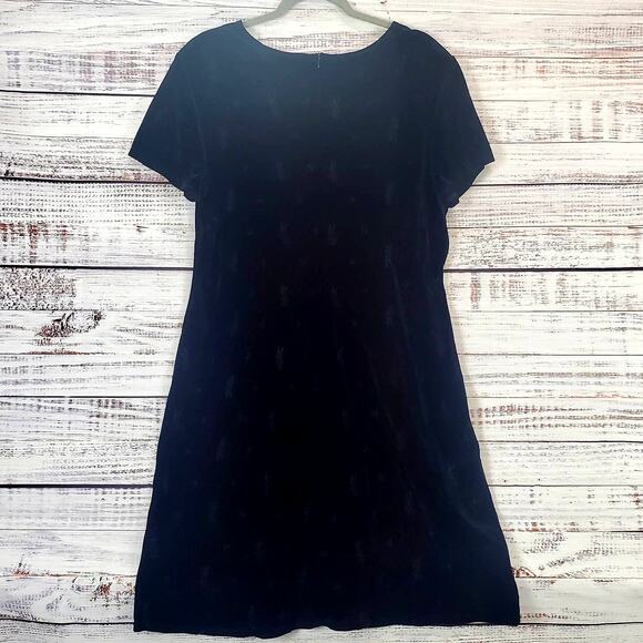 Vtg Molly Malloy 16 Black Crushed Velvet Party Dress Whimsigoth Floral Embossed - Picture 3 of 14